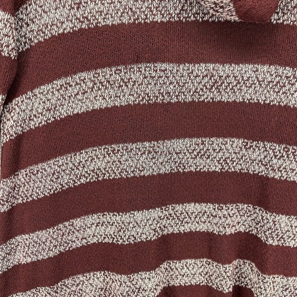 T/O Sweaters Cardigan Womens Size M red‎ wine Stripe Long Sleeve Hooded Stretch - Picture 6 of 11